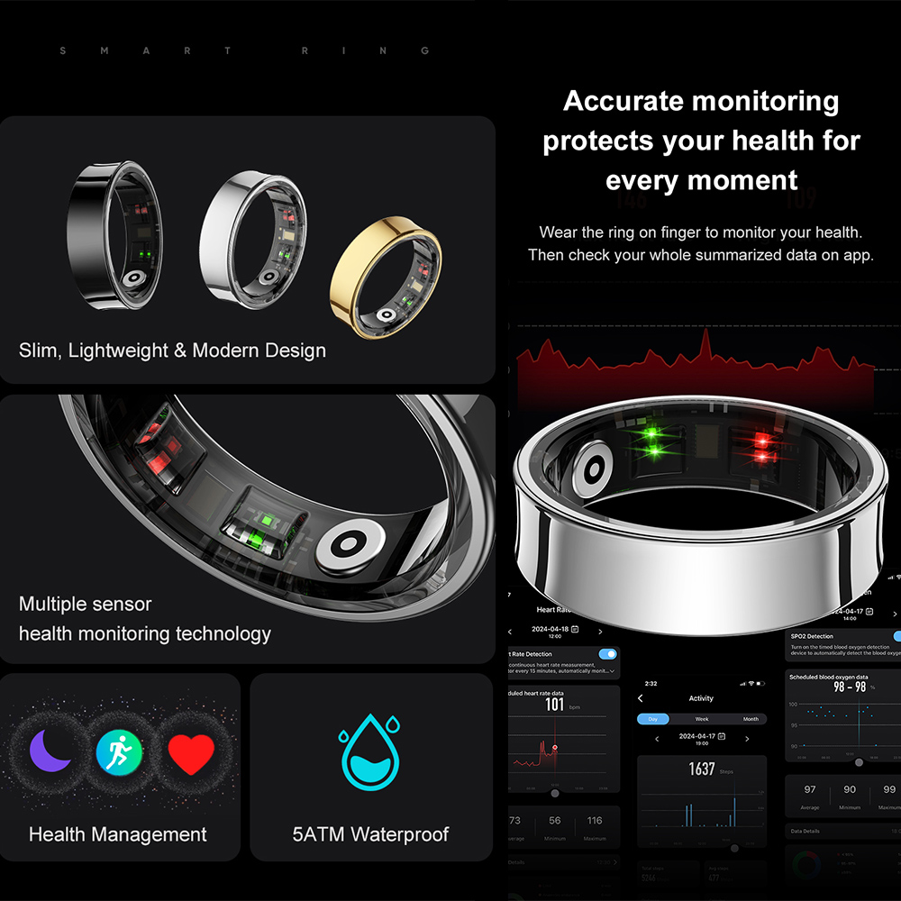 R09 Stainless Steel Smart Ring - Temperature Ring Skin 评论和价格