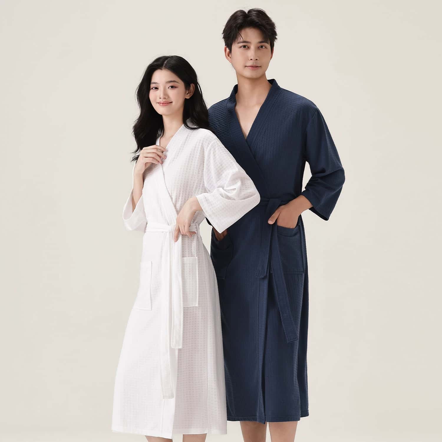 Ins Minimalist Waffle Bath Rob - Smart Knee Wrap 评论和价格